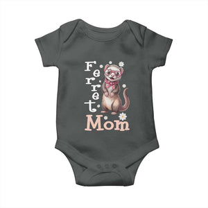 Ferret Mom Life Baby Onesie Funny Cute Polecat Ferret Lover TS12 Dark Heather Print Your Wear
