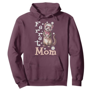 Ferret Mom Life Hoodie Funny Cute Polecat Ferret Lover TS12 Maroon Print Your Wear