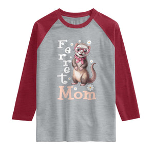 Ferret Mom Life Raglan Shirt Funny Cute Polecat Ferret Lover TS12 Heather Gray Heather Red Print Your Wear
