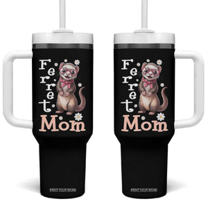 Ferret Mom Life Tumbler With Handle Funny Cute Polecat Ferret Lover TS12 One Size: 40 oz Black Print Your Wear