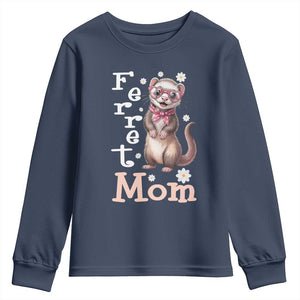 Ferret Mom Life Youth Sweatshirt Funny Cute Polecat Ferret Lover TS12 Navy Print Your Wear