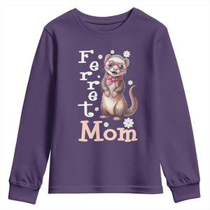 Ferret Mom Life Youth Sweatshirt Funny Cute Polecat Ferret Lover TS12 Purple Print Your Wear