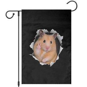 Funny Curious Hamster Peeking Through A Cracked Wall Meme Garden Flag TS12 Black Print Your Wear