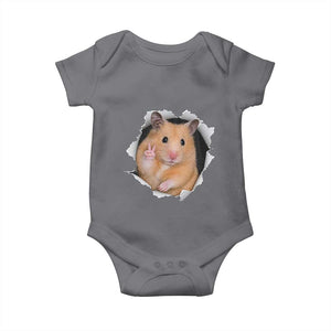 Funny Curious Hamster Peeking Through A Cracked Wall Meme Baby Onesie TS12 Charcoal Print Your Wear