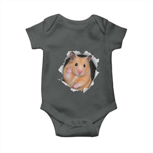 Funny Curious Hamster Peeking Through A Cracked Wall Meme Baby Onesie TS12 Dark Heather Print Your Wear