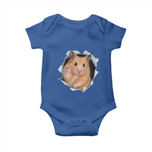 Funny Curious Hamster Peeking Through A Cracked Wall Meme Baby Onesie TS12 Royal Blue Print Your Wear