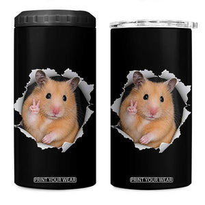 Funny Curious Hamster Peeking Through A Cracked Wall Meme 4 in 1 Can Cooler Tumbler TS12 One Size: 16 oz Black Print Your Wear