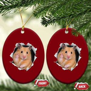 Funny Curious Hamster Peeking Through A Cracked Wall Meme Ceramic Ornament TS12 Print Your Wear