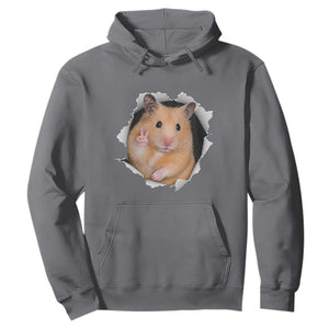 Funny Curious Hamster Peeking Through A Cracked Wall Meme Hoodie TS12 Charcoal Print Your Wear