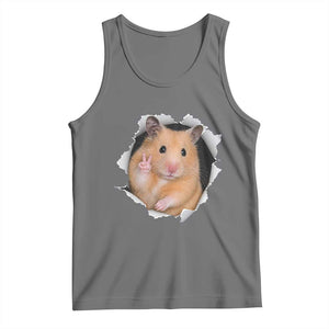 Funny Curious Hamster Peeking Through A Cracked Wall Meme Tank Top TS12 Black Heather Print Your Wear