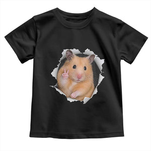Funny Curious Hamster Peeking Through A Cracked Wall Meme Toddler T Shirt TS12 Black Print Your Wear