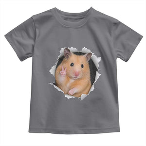 Funny Curious Hamster Peeking Through A Cracked Wall Meme Toddler T Shirt TS12 Charcoal Print Your Wear