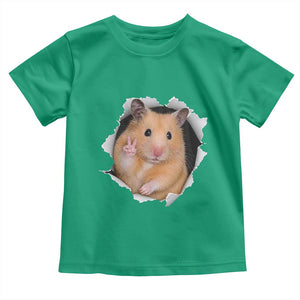 Funny Curious Hamster Peeking Through A Cracked Wall Meme Toddler T Shirt TS12 Irish Green Print Your Wear