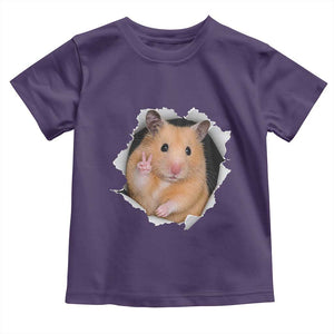 Funny Curious Hamster Peeking Through A Cracked Wall Meme Toddler T Shirt TS12 Purple Print Your Wear