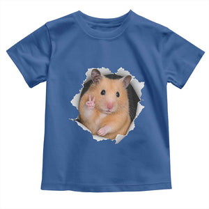 Funny Curious Hamster Peeking Through A Cracked Wall Meme Toddler T Shirt TS12 Royal Blue Print Your Wear