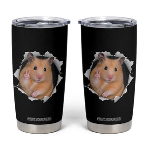 Funny Curious Hamster Peeking Through A Cracked Wall Meme Tumbler Cup TS12 Black Print Your Wear