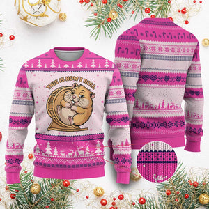 Funny Hamster This Is How I Roll Ugly Christmas Sweater Cute Rodent Wheel Meme TS12 Hot Pink Print Your Wear