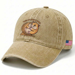 Funny Hamster This Is How I Roll Washed Cotton Baseball Cap Cute Rodent Wheel Meme TS12 Print Your Wear