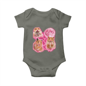 Three Hamsters Retro Graphic Baby Onesie Small Pet Lover Gift Idea TS12 Military Green Print Your Wear