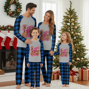 Three Hamsters Retro Graphic Plaid Pajama Set Small Pet Lover Gift Idea TS12 Blue Plaid Print Your Wear