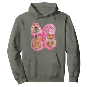 Three Hamsters Retro Graphic Hoodie Small Pet Lover Gift Idea TS12 Military Green Print Your Wear