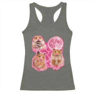 Three Hamsters Retro Graphic Racerback Tank Top Small Pet Lover Gift Idea TS12 Military Green Print Your Wear