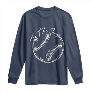 Aesthetic Tis The Season Baseball Graphic Long Sleeve Shirt Sports Fan Gift TS12 Navy Print Your Wear