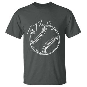 Aesthetic Tis The Season Baseball Graphic T Shirt Sports Fan Gift TS12 Dark Heather Print Your Wear