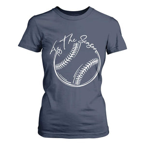 Aesthetic Tis The Season Baseball Graphic T Shirt For Women Sports Fan Gift TS12 Navy Print Your Wear