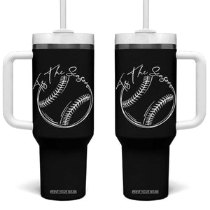 Aesthetic Tis The Season Baseball Graphic Tumbler With Handle Sports Fan Gift TS12 One Size: 40 oz Black Print Your Wear