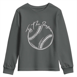Aesthetic Tis The Season Baseball Graphic Youth Sweatshirt Sports Fan Gift TS12 Dark Heather Print Your Wear