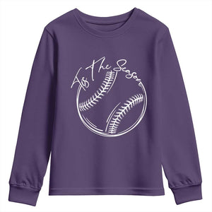Aesthetic Tis The Season Baseball Graphic Youth Sweatshirt Sports Fan Gift TS12 Purple Print Your Wear
