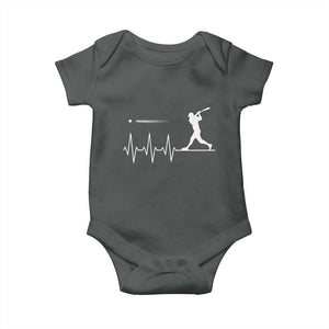 Baseball Heartbeat Line Baby Onesie Vintage Sports Lover Gift TS12 Dark Heather Print Your Wear