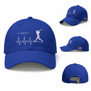Baseball Heartbeat Line Baseball Cap Vintage Sports Lover Gift TS12 Baseball Cap Universal Fit Royal Blue Print Your Wear