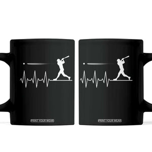 Baseball Heartbeat Line Coffee Mug Vintage Sports Lover Gift TS12 Black Print Your Wear