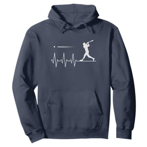 Baseball Heartbeat Line Hoodie Vintage Sports Lover Gift TS12 Navy Print Your Wear