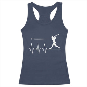 Baseball Heartbeat Line Racerback Tank Top Vintage Sports Lover Gift TS12 Navy Print Your Wear