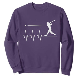 Baseball Heartbeat Line Sweatshirt Vintage Sports Lover Gift TS12 Purple Print Your Wear