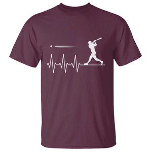 Baseball Heartbeat Line T Shirt Vintage Sports Lover Gift TS12 Maroon Print Your Wear