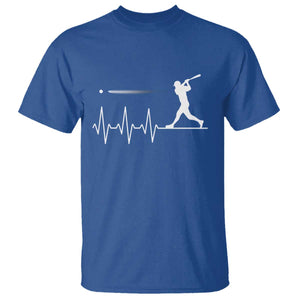 Baseball Heartbeat Line T Shirt Vintage Sports Lover Gift TS12 Royal Blue Print Your Wear