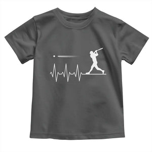 Baseball Heartbeat Line Toddler T Shirt Vintage Sports Lover Gift TS12 Dark Heather Print Your Wear
