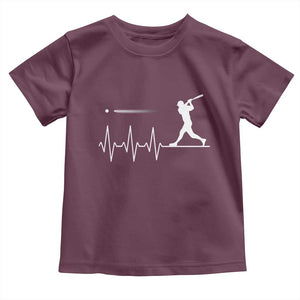 Baseball Heartbeat Line Toddler T Shirt Vintage Sports Lover Gift TS12 Maroon Print Your Wear
