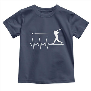 Baseball Heartbeat Line Toddler T Shirt Vintage Sports Lover Gift TS12 Navy Print Your Wear