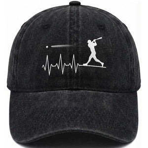 Baseball Heartbeat Line Washed Cotton Baseball Cap Vintage Sports Lover Gift TS12 Print Your Wear