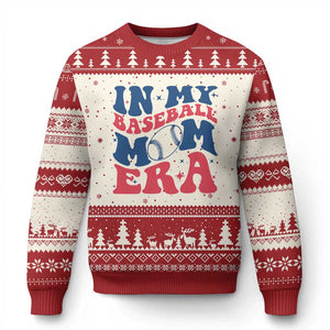 In My Baseball Mom Era Ugly Christmas Sweater Game Day Sports Mom TS12 Beige Red Print Your Wear