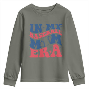 In My Baseball Mom Era Youth Sweatshirt Game Day Sports Mom TS12 Military Green Print Your Wear