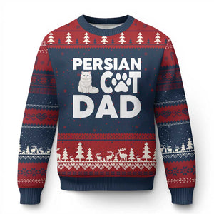 Proud Persian Cat Dad Ugly Christmas Sweater Funny Fluffy Cat Lover Gift TS12 Navy Red Print Your Wear