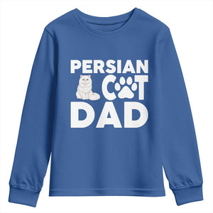 Proud Persian Cat Dad Youth Sweatshirt Funny Fluffy Cat Lover Gift TS12 Royal Blue Print Your Wear