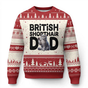 Proud British Shorthair Dad Ugly Christmas Sweater Cute Cat Fathers Day Gift TS12 Beige Red Print Your Wear