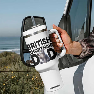 Proud British Shorthair Dad Tumbler With Handle Cute Cat Fathers Day Gift TS12 Print Your Wear